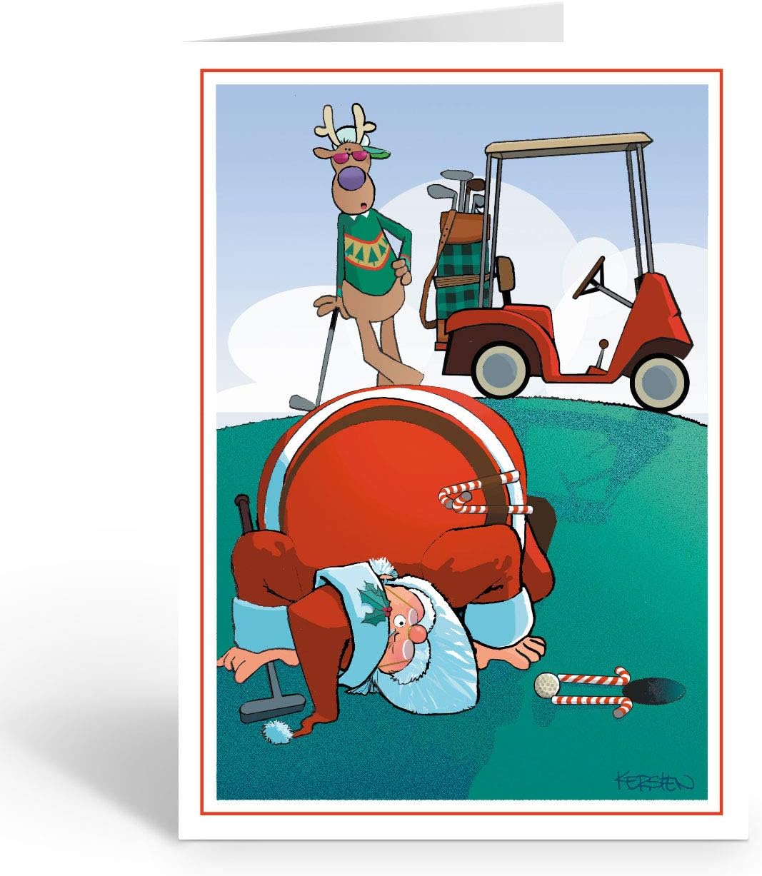 Stonehouse Collection - Snowball Putting Christmas Card - Funny Golf Christmas cards - 18 Golfing Cards & Envelopes
