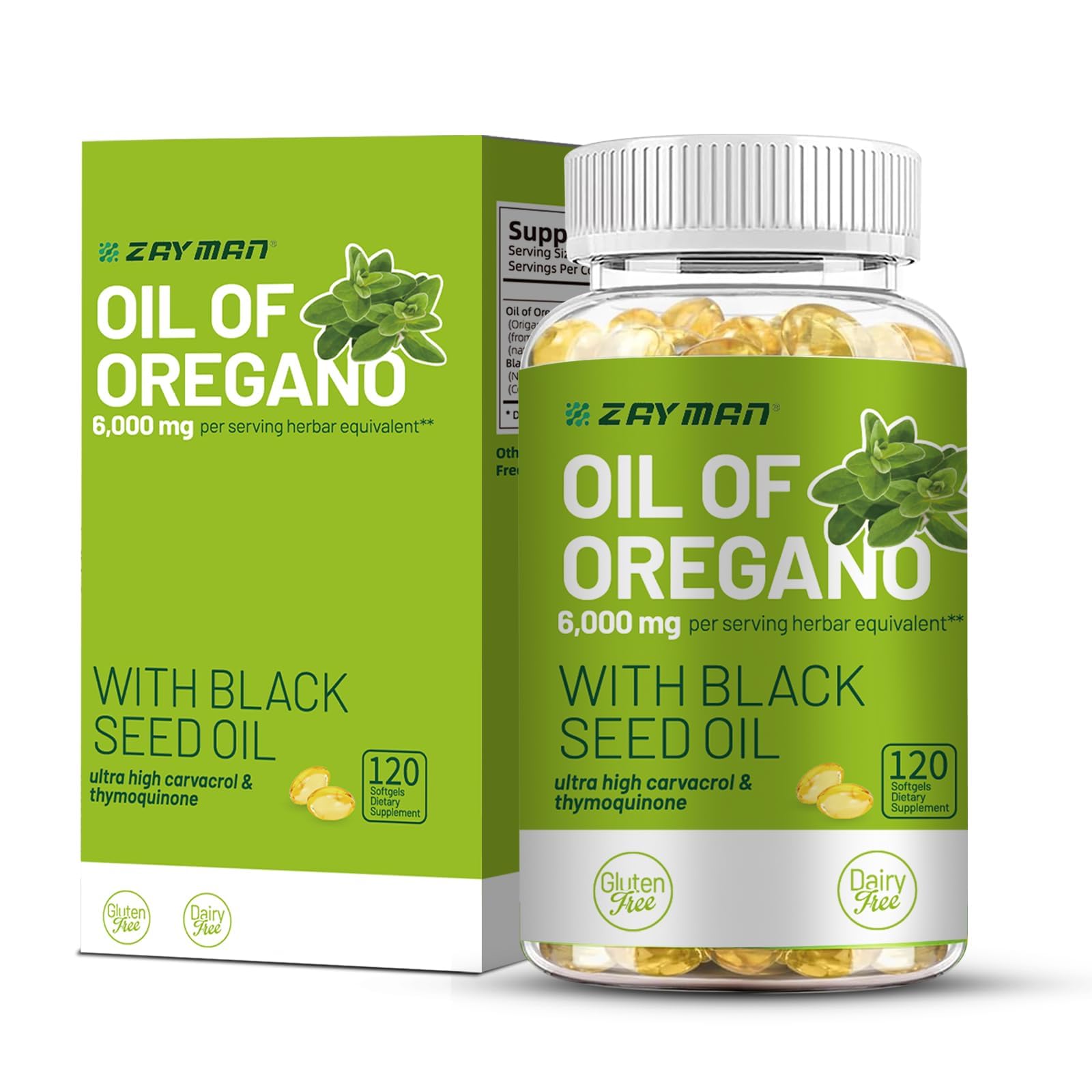 Amazon.com: ZAYMAN Oil of Oregano Softgels 6000mg with Black Seed