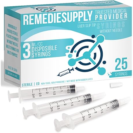 25 Pack 3ml Syringes No Needle Pre-Filled Tip