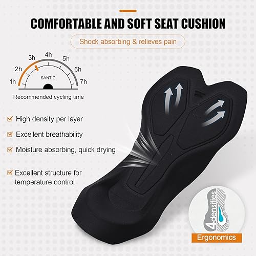 Miniatura 3 de Santic Pantalones largos de ciclismo para hombre, con bolsillo acolchado 4D