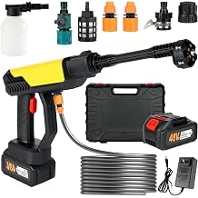 Cordless Portable Washer with 32.8FT Hose, 6-in-1 Nozzle & Foam Pot, Handheld Battery Car Cleaner for Home Outdoor Patio Garden Boat Fence