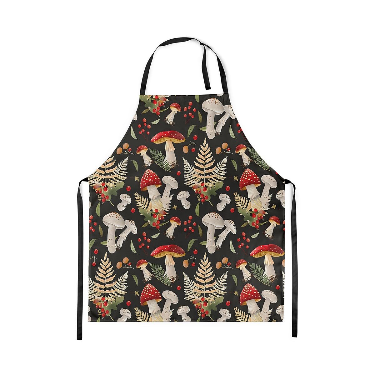 Loussiesd Cute Mushroom Apron for Women Men 78x66cm Cartoon Mushrooms Waterproof Apron Kawaii Fungus Bib Apron Adjustable Wild Mushroom Cooking Kitchen Chef Apron