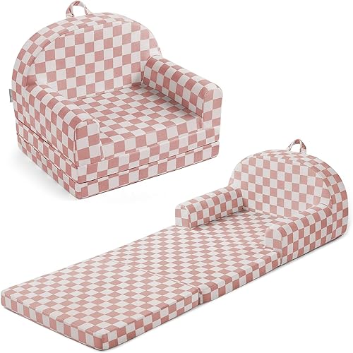 Miniatura 12 de Blissful Diary Sofá plegable para niños pequeños, silla y tumbona cómoda 2 en 1 para leer, sala de juegos, sofá para niños y niñas, regalo de rojo,