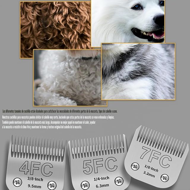 Foto 3 de 6 de YAZIYIR Cuchillas de aseo para perros extraíbles de acero inoxidable, talla 7FC/5FC/4FC, compatibles con Andis