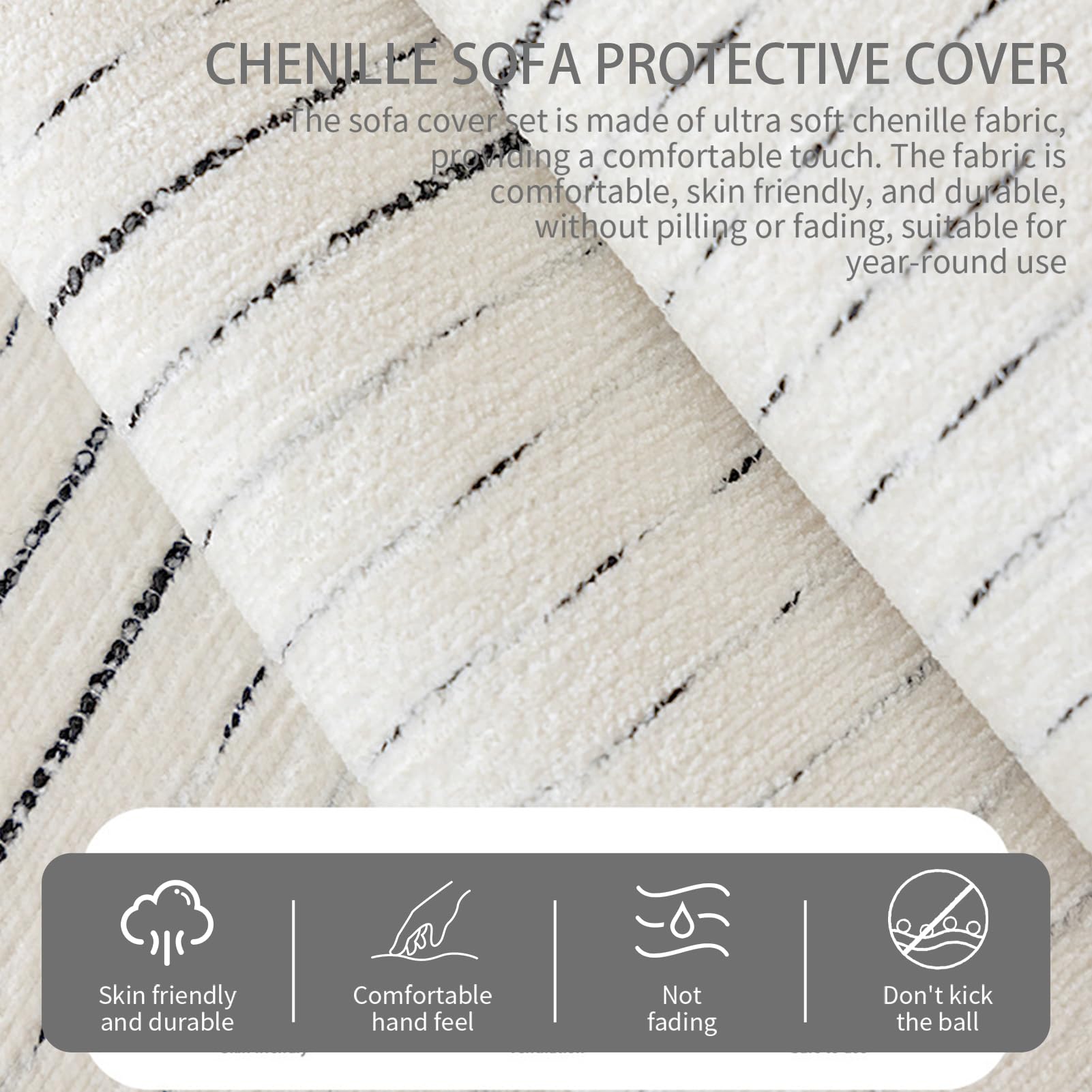 Housse de coussin matelassée cousue en chenille douce pour la peau et résistante aux éclaboussures pour canapé sectionnel en forme de L 1/2/3/4 places