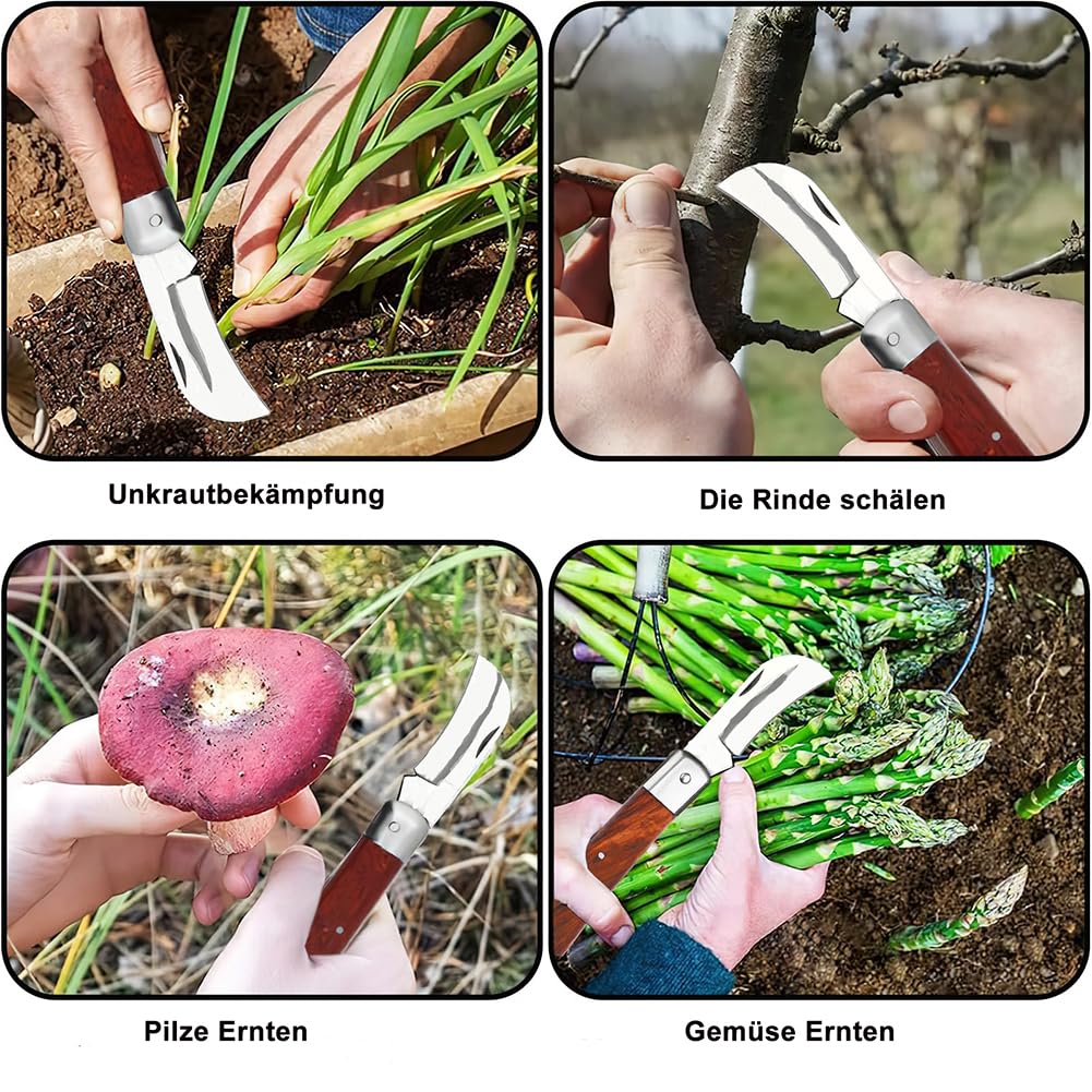 Coltello da Innesto,Coltello Pieghevole per Innest, Coltello Innesto Multifunzionale Doppio Bordo, Acciaio Inossidabile per Germogliare, per Innestare Erbacce, Arbusti e Rami