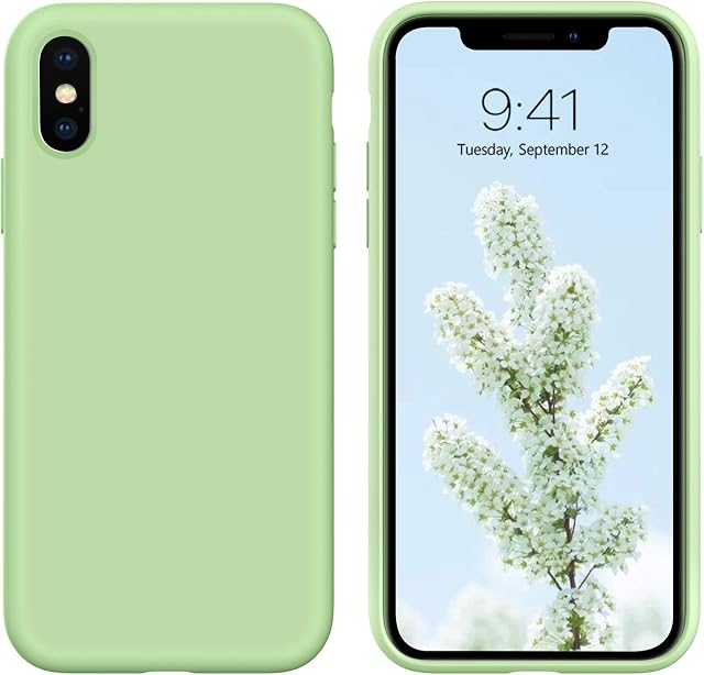 DUEDUE iPhone XS Max Case, Ultra Slim Fit iPhone XS Max Case, Liquid Silicone Gel Cover with Full Body Protection Anti-Scratch Shockproof Silicone Case for iPhone XS Max 6.5",Matcha Green