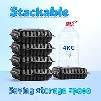 Vista 5 de YANGRUI Recipientes Desechables de 7.8" 30 oz Paquete de 65 - Envuelto en Plástico Retráctil Contenedor de Alimentos de Plástico PP Relleno