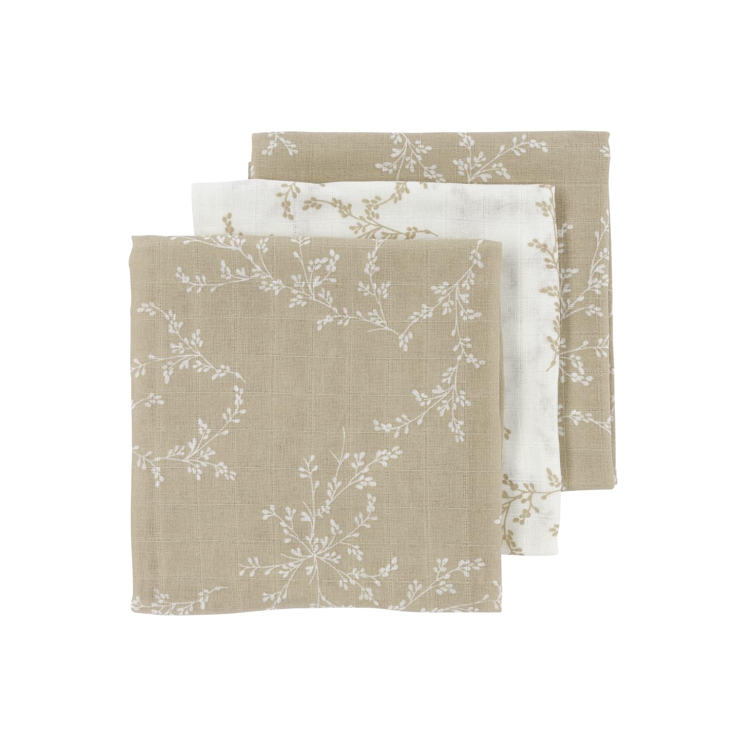 Meyco Baby Muslin, Branches Sand, 70 x 70 cm, Pack of 3, Oeko-Tex Standard 100