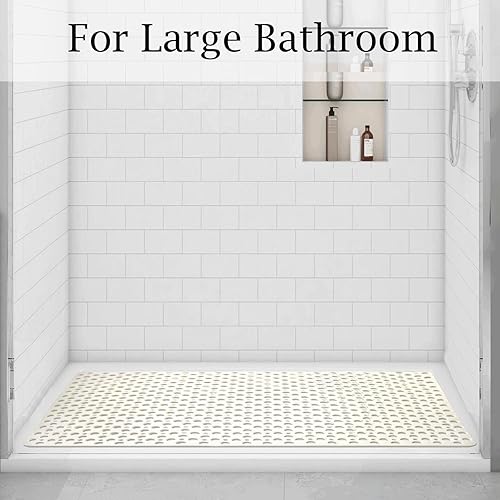 Miniatura 7 de Tapete de ducha extra grande antideslizante, 47 x 31 pulgadas, tapete de baño para ducha con grandes ventosas, tapetes de ducha de TPE de gran