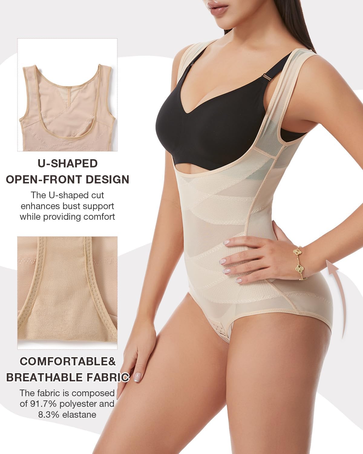 Dulchany Shapewear Bodysuit for Women Tummy Control Butt Lifter Body Shaper Waist Trainer Corset Body Suit - Image 4