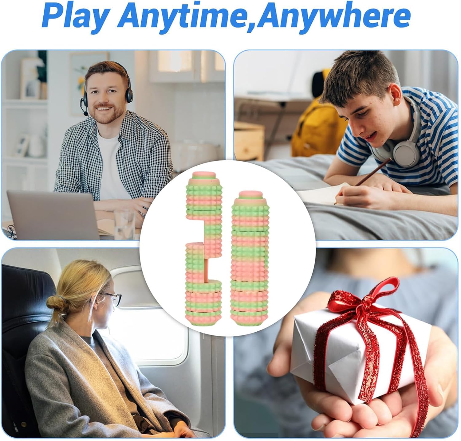All-in-One Little Ouchies Fidget Toy for Adults, Spiky Pain Stim EDC Toy with Spinner, Button Clicker , Slider& Glow in The Dark for ADHD, Anxiety .
