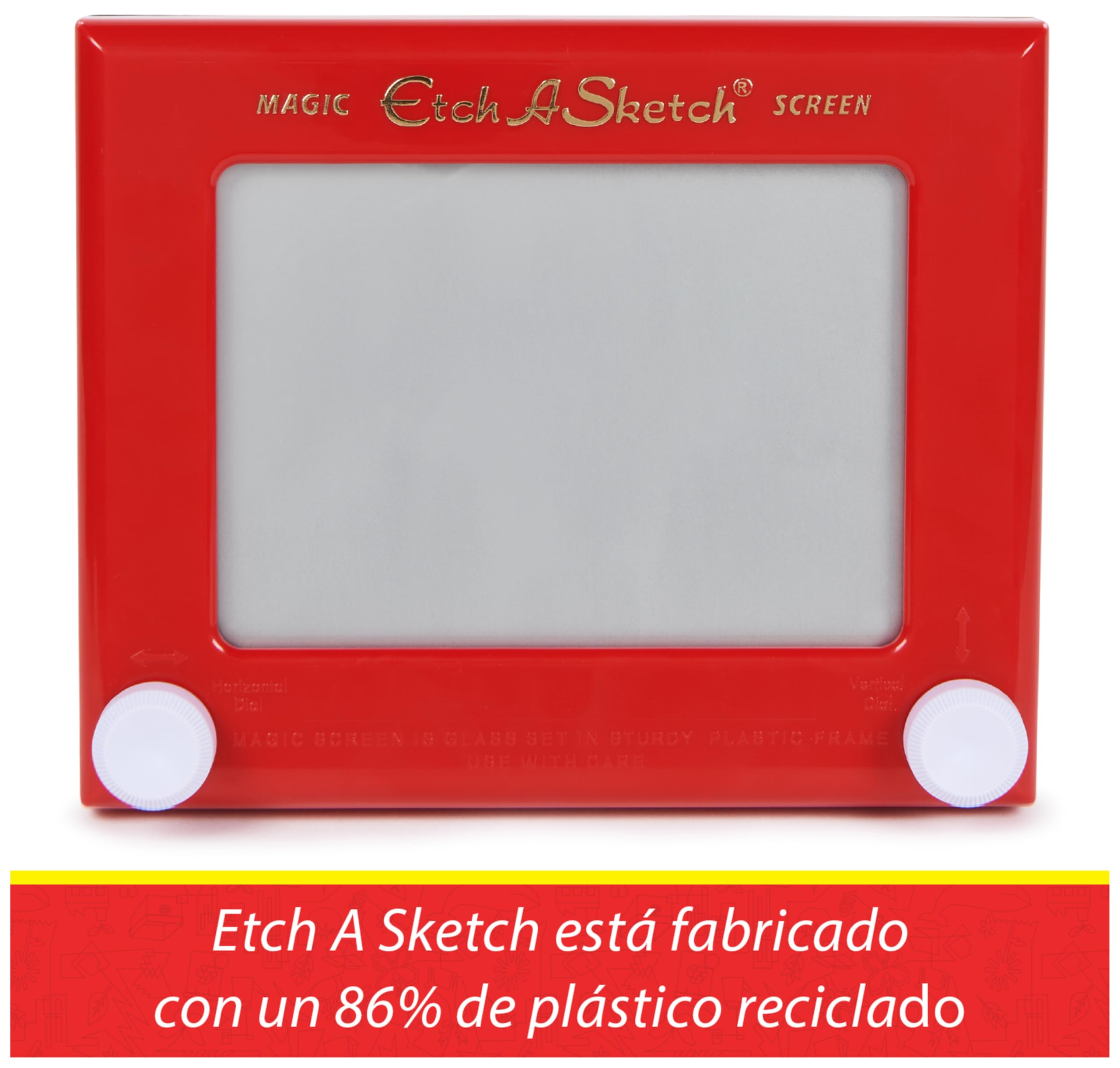 ETCH A SKETCH - ORIGINAL MAGIC SCREEN - PIZARRA MAGNETICA INFANTIL - con 86% de Plástico Reciclado - Juegos de Creatividad Comprometidos con el Medio Ambiente - 6066719 - Juguetes Niños 3 Años +