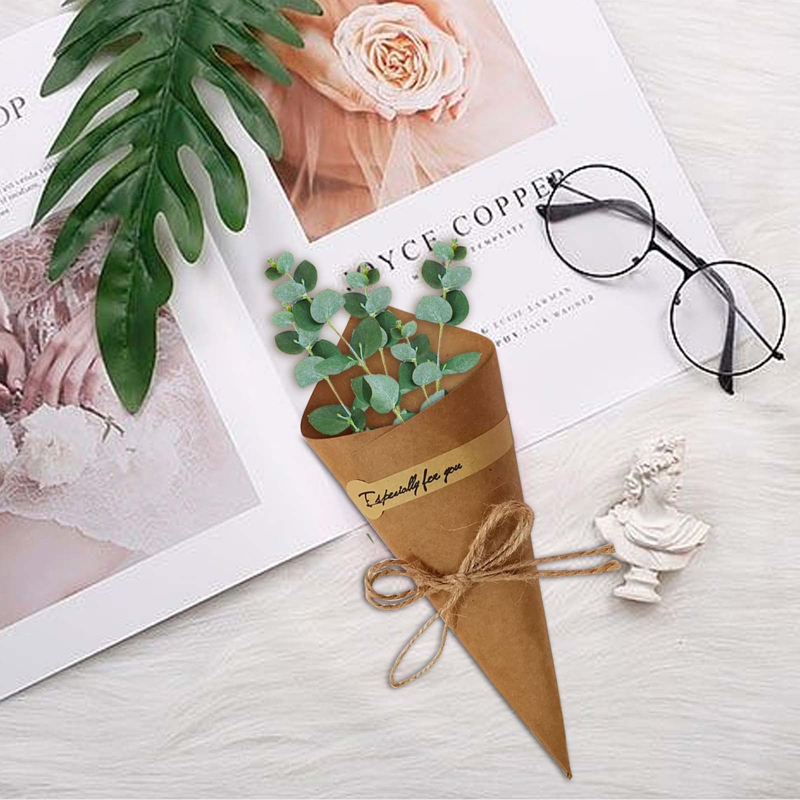 Coni Portaconfetti Matrimonio Con Supporto 30 Fori - Set Completo Con Carta Kraft, Corda E Adesivi | Tema Fiore Kaki - Foto 8