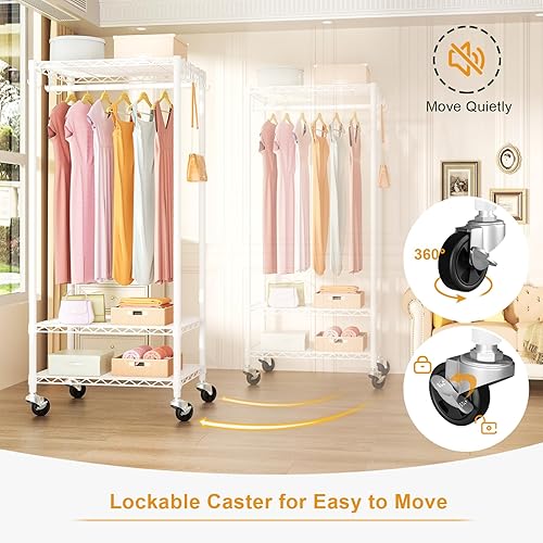 Miniatura 5 de FUTASSI P6 - Mini perchero con ruedas para colgar ropa, resistente y portátil, con ruedas, carga máxima de 360 libras, 23.6 pulgadas de ancho x 14