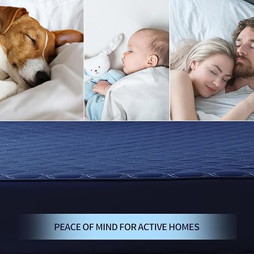 Miniatura 8 de Protector de colchón impermeable  Protector de colchón tamaño Queen silencioso y estilo sábana bajera  Protección de cama matrimonial para niños,