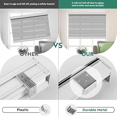 Miniatura 5 de Persianas motorizadas de cebra con control remoto doble capa + filtro de luz Persianas inteligentes 60% opacas para ventanas interiores, compatibles