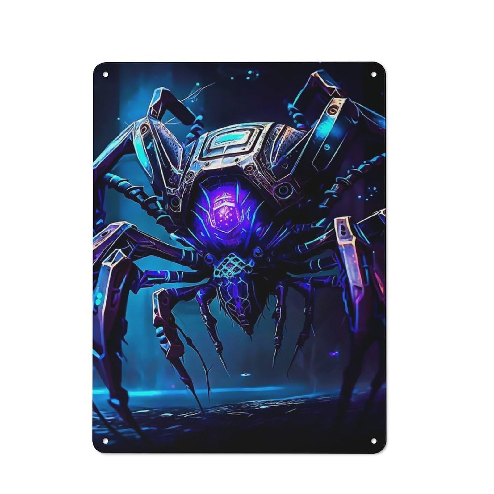 Metal Plaque with Spider Design 40x30cm, Cosy Diner Style Decor for Coffee Bar, Kitchen, Bistro Or Tea Corner