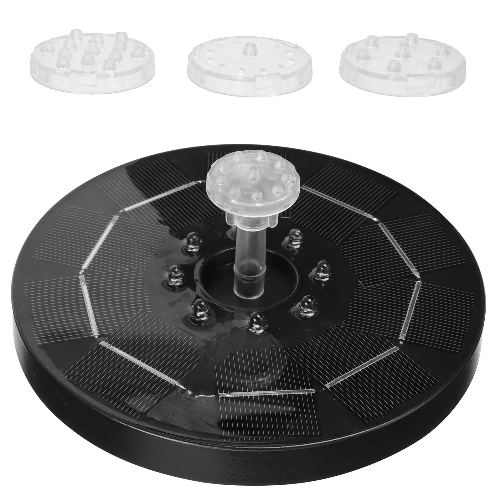 Healifty Fuente Solar y Luz Led con Bomba de Agua 200l/h Diseño Redondo de Abs, Ahorro de Energía para Estanque Exterior para Jardín y Piscina