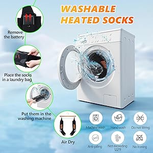 Heated Socks for Men Women, 6000mAh*2 Battery Upgraded Rechargeable Electric Heated Socks Up to 10 Hours, Smart Washable Foot Warmer for Camping Fishing Skiing Skating Hiking Outdoor Work