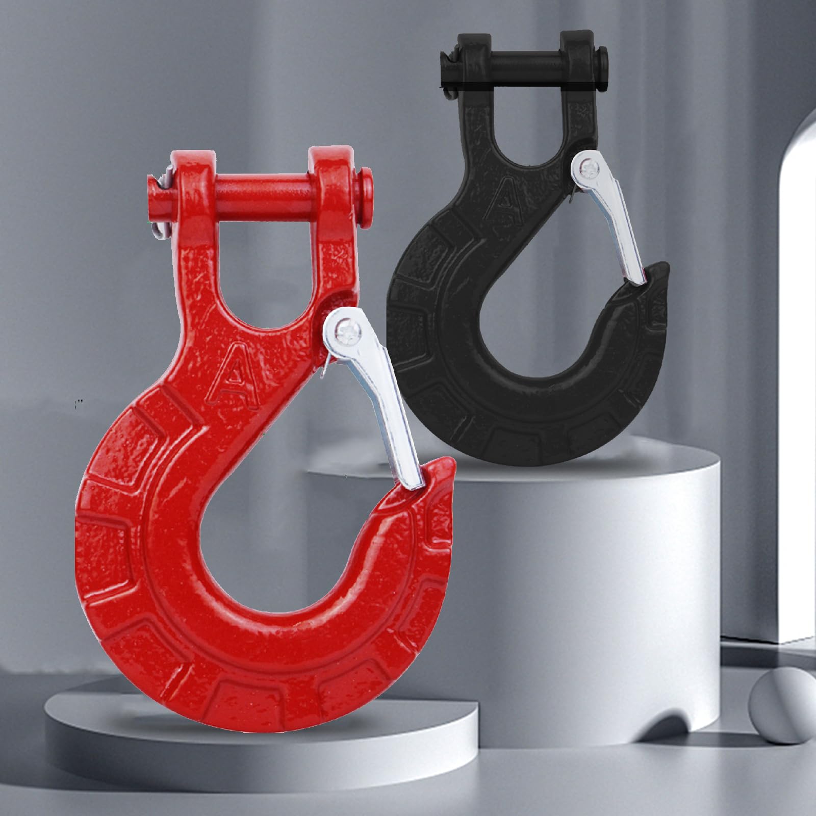 Kranhaken, 35000Lbs/16T Winde Kabel Haken Clevis Rigging Schlepptau Anhänger & Latch for Boot/Lkw/RV Frühling-geladen Zubehör(Red)