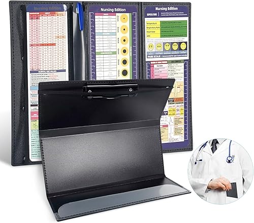 Portapapeles de enfermería, 3 capas plegable para estudiantes de enfermería, enfermeras y médicos, tamaño de bolsillo, tablero de clip de plástico