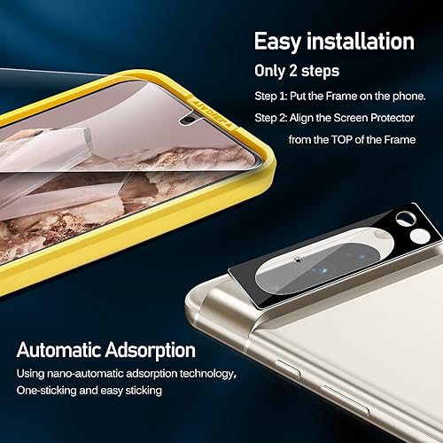 Miniatura 7 de ivoler Paquete de 2+2 protectores de pantalla de vidrio templado para Google Pixel 8 Pro compatible con desbloqueo de huellas dactilares con