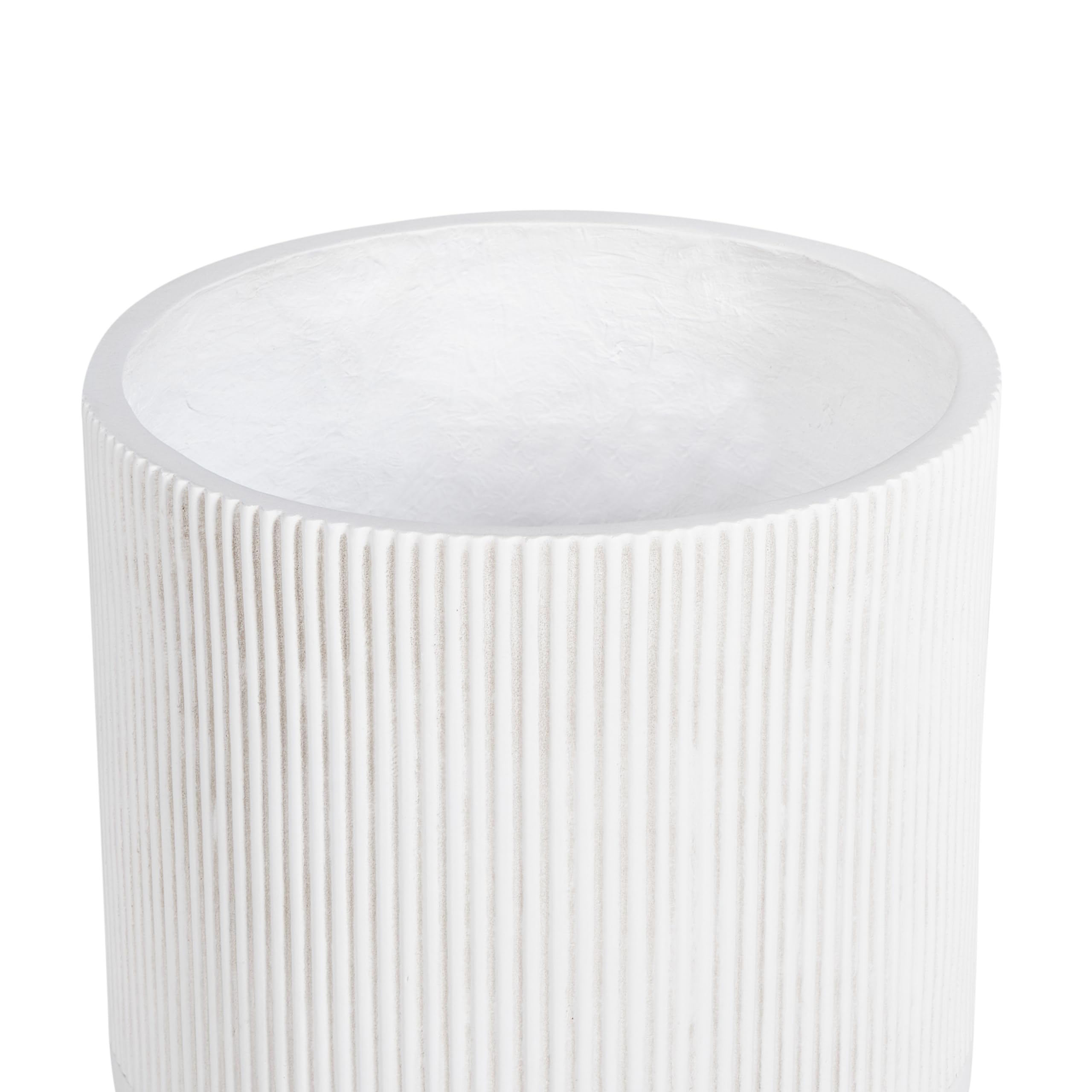 Blumentopf groß MgO Hellbeige Rillen rund 35x35cm mit Loch In- & Outdoor Maclura
