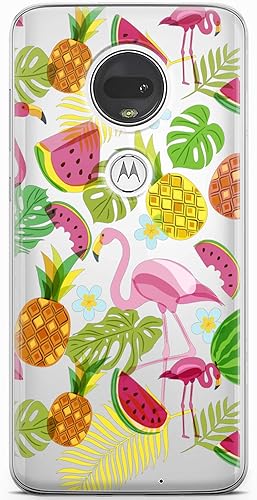 Miniatura 1 de Mertak Funda de teléfono compatible con Motorola Edge + Moto G9 G8 Plus G7 Play Power Z4 Watermelon Flamingo TPU ligera, delgada, flexible, linda,