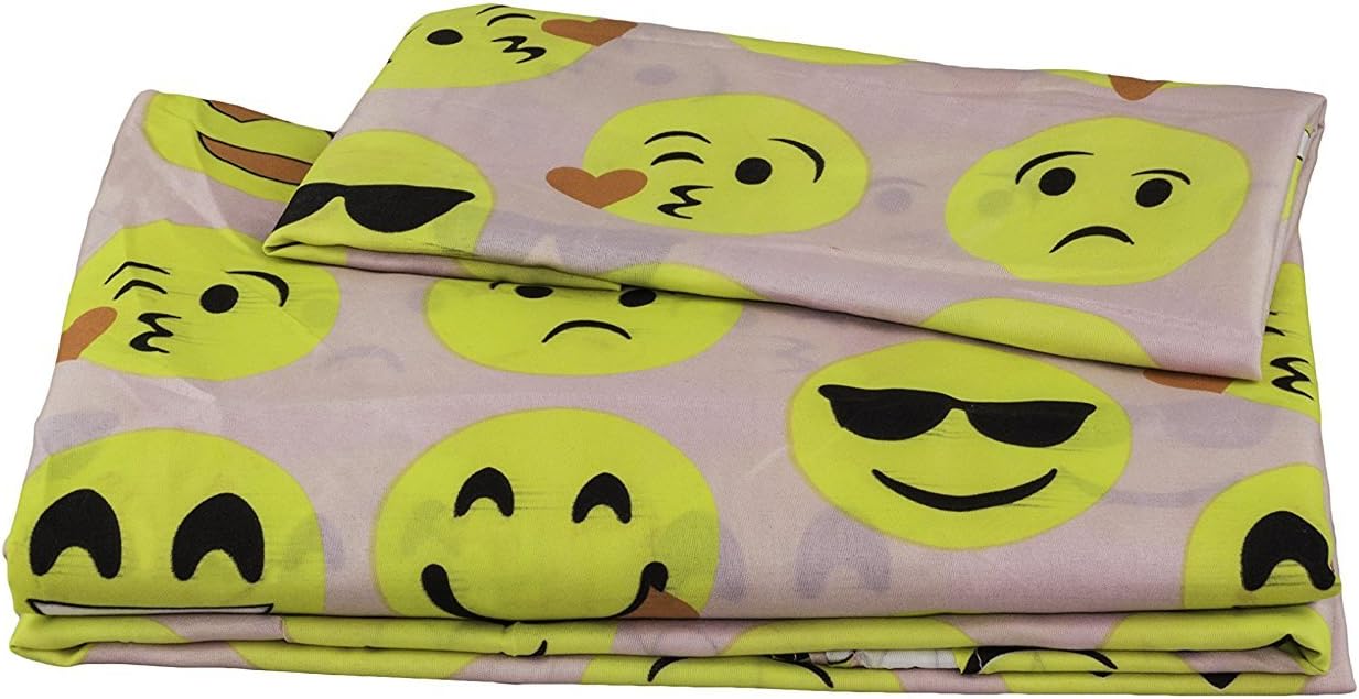 Fabugears Emoji Fun Sheet Linen Set - 4 Piece (Pink, Full Size )