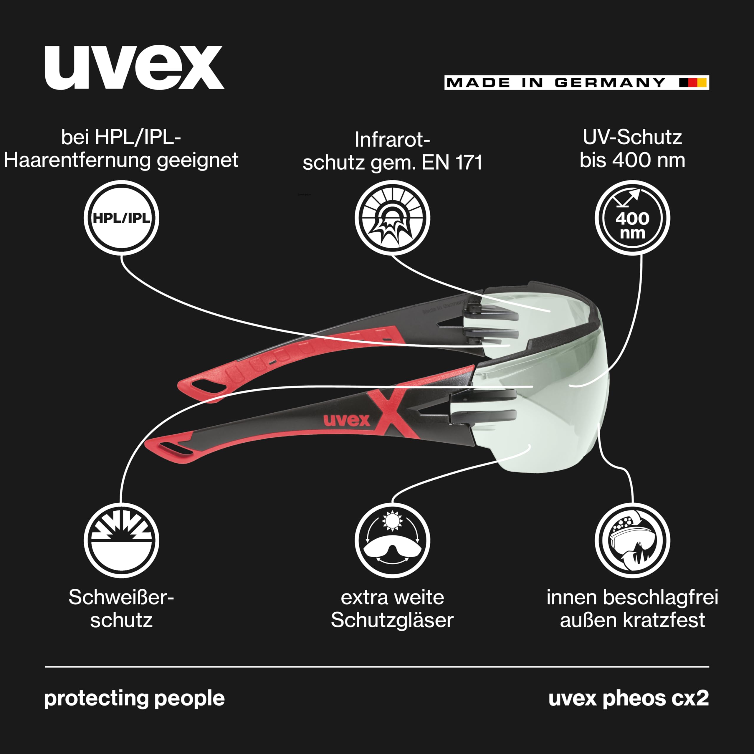 Uvex pheos cx2 Lunettes de protection infrarouge UV soudage anti-buée anti-rayures