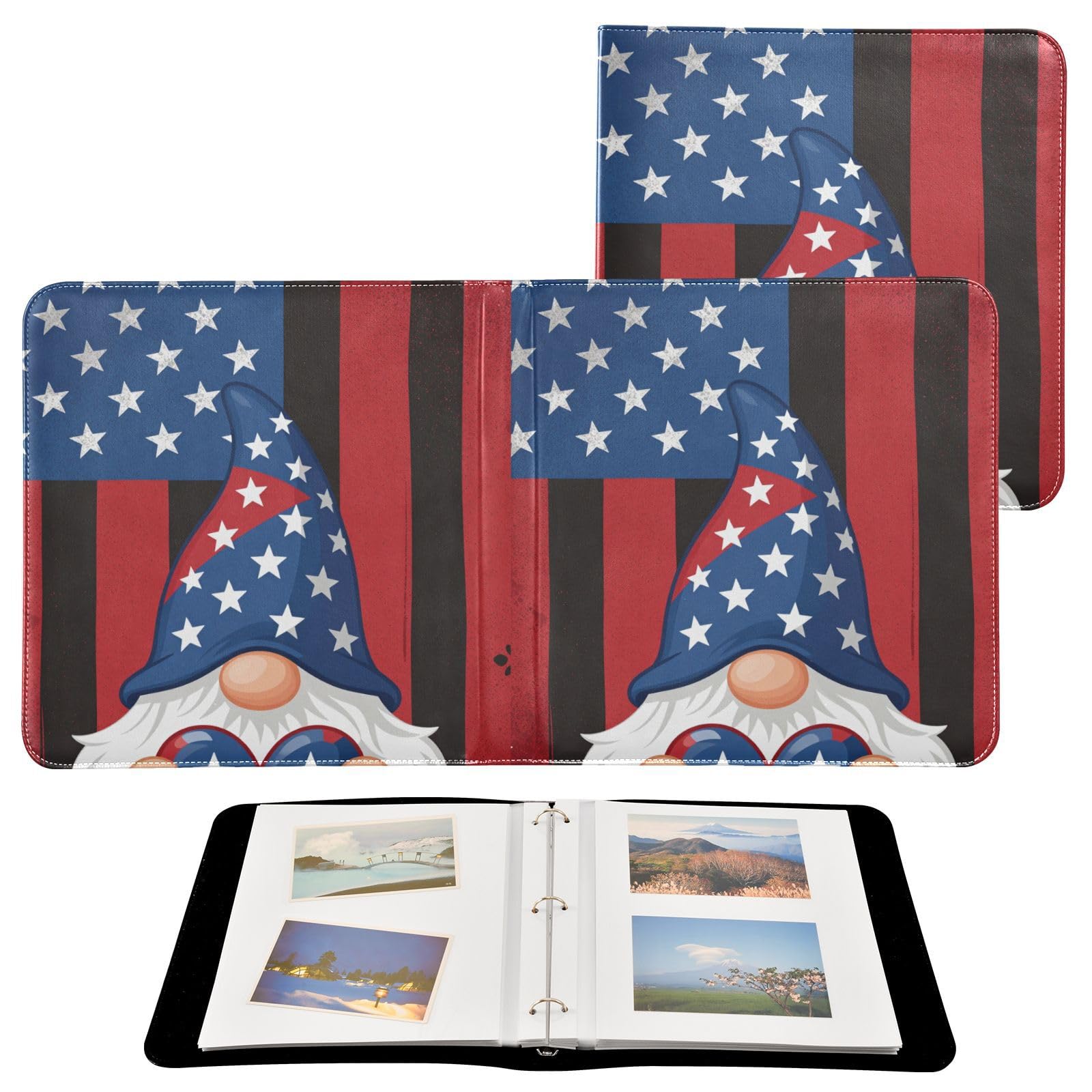 Gnome Us Flag Album fotograficzny ze skóry PU