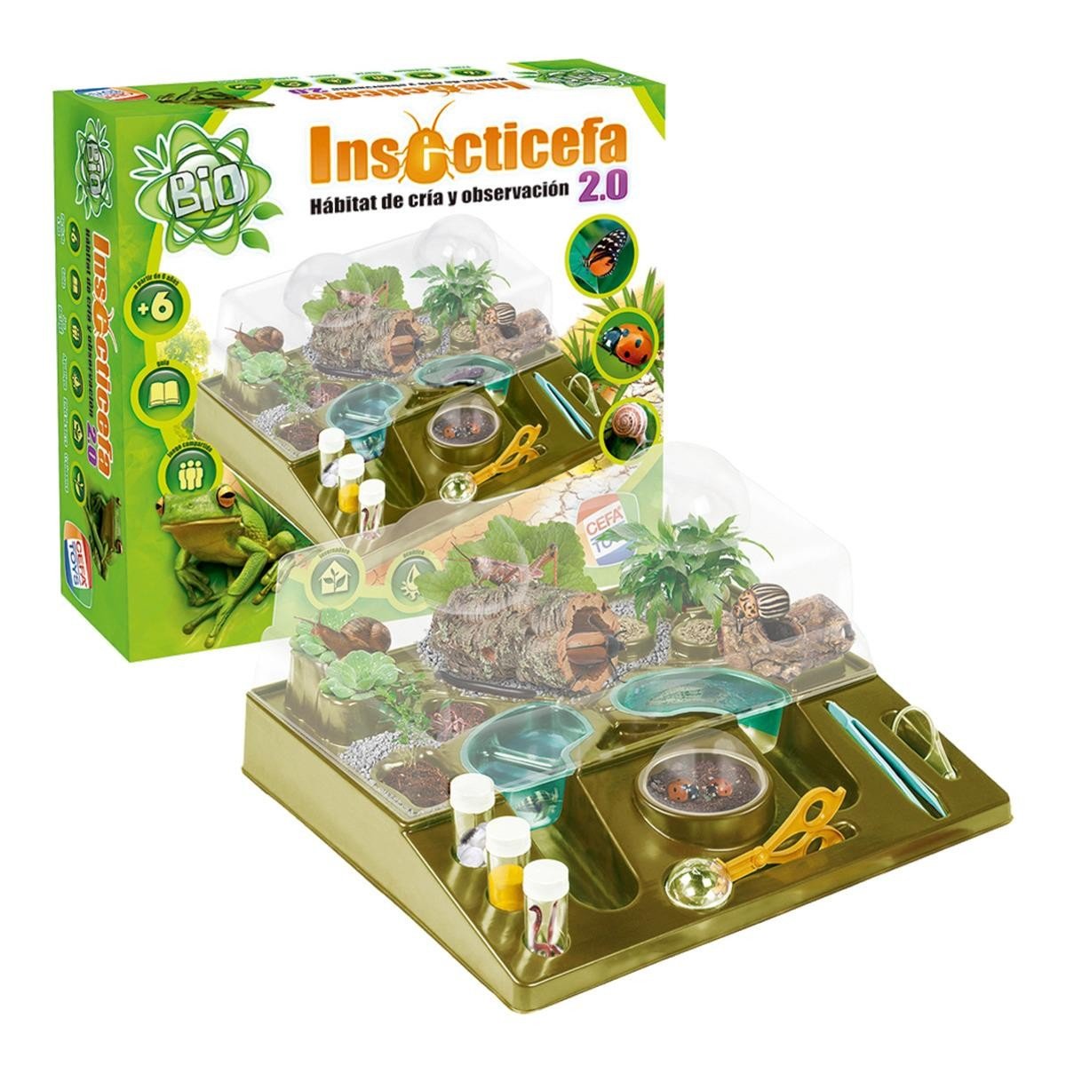 Cefa Toys Hormicefa Plus – Hábitat Natural Acuático Y Terrestre Para Hormigas, Observación De Microhábitats, Ciclo Del Agua, Plantas, Manual Incluido, +8 Años