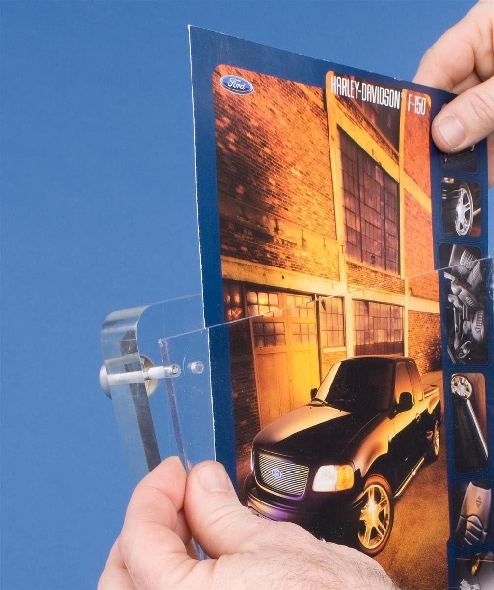 Displays2go Freestanding Poster Stand for 11 x 14 Graphics, Clear Faceplate and Silver Screw Caps- Clear Acrylic