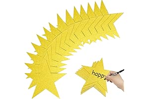 60 Pcs Double Printed Paper Star Decorations - Mesmerizing Gold