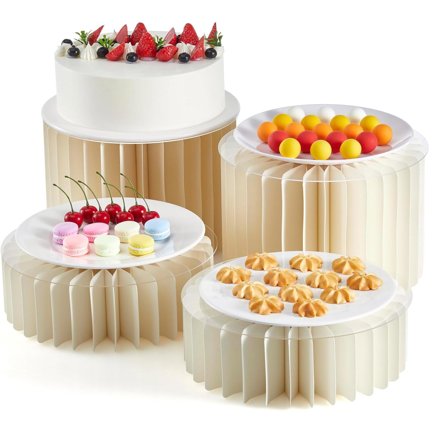 PIPITA 4 szt. stojaków bufetowych, składane kartonowe platformy ekspozycyjne na stół bufetowy, catering, ślub, baby shower i dekoracje imprezowe