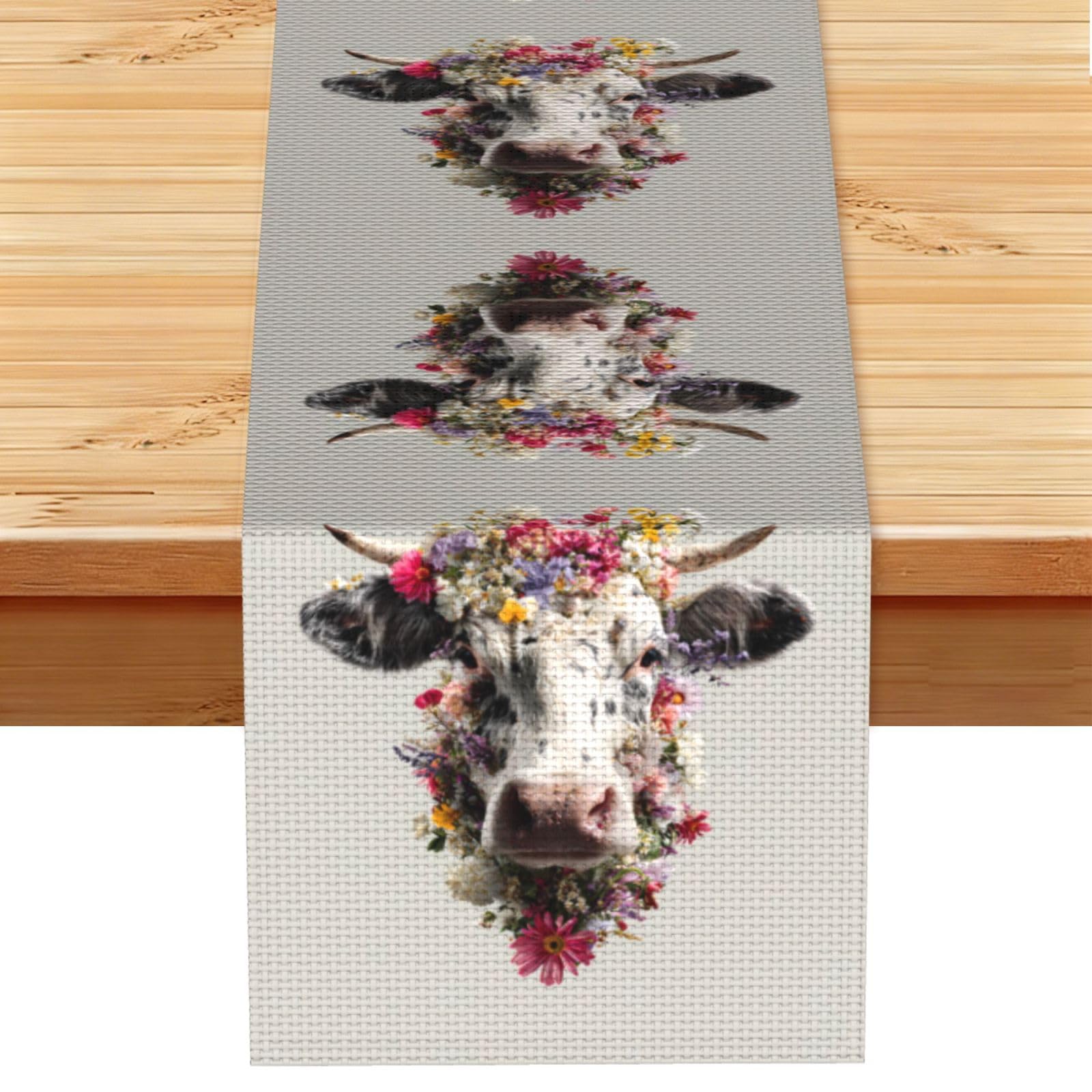 Bull head blossoms Linen Feel Table Runner Wedding Party Home Decoration
