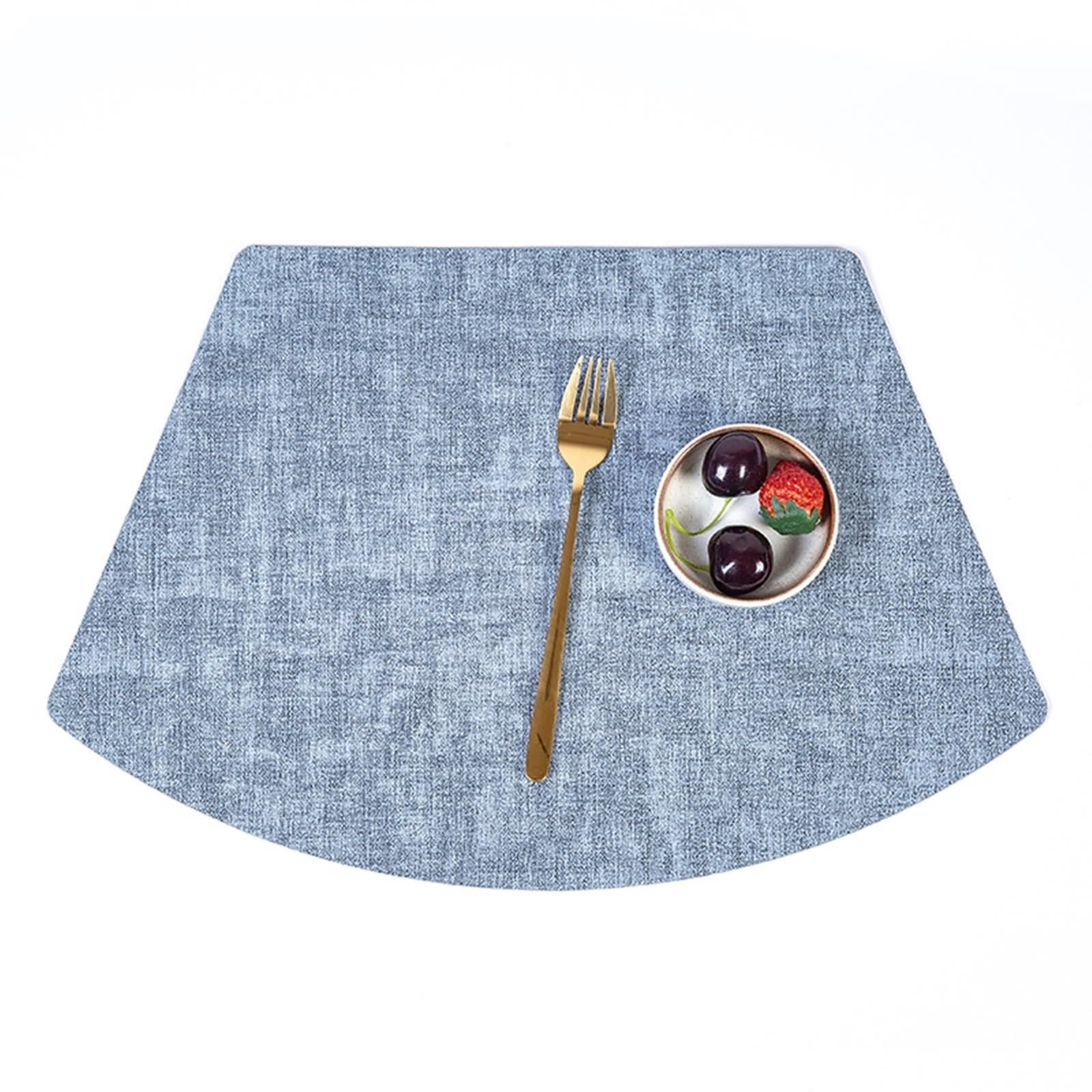 Placemats Set 6, Tischunterlage Esstisch Herbst 31.5x48cm Gewebtes Muster PU Leder Grau Blau