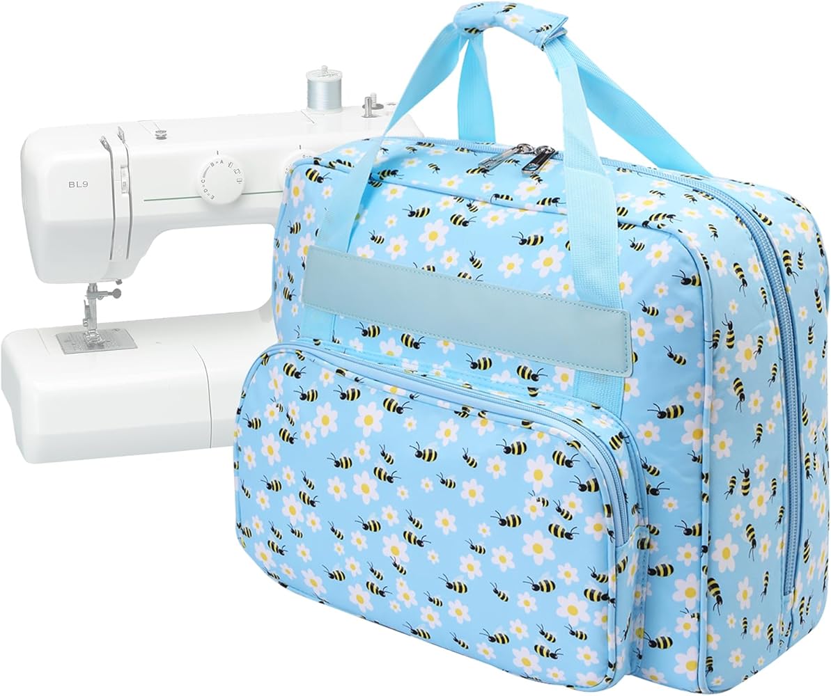 LetCartMaker Naaimachine draagtas, universele draagtas opbergtas met zak en handvat, draagbare hangende draagtas voor kleine naaimachines, Hazelnoot