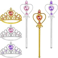 Vista 9 de Vicloon Princess Dress Up Accessories, 2PCS Princess Crown and Wands for Little Girls, Jewelry Toy Gifts Set Christmas