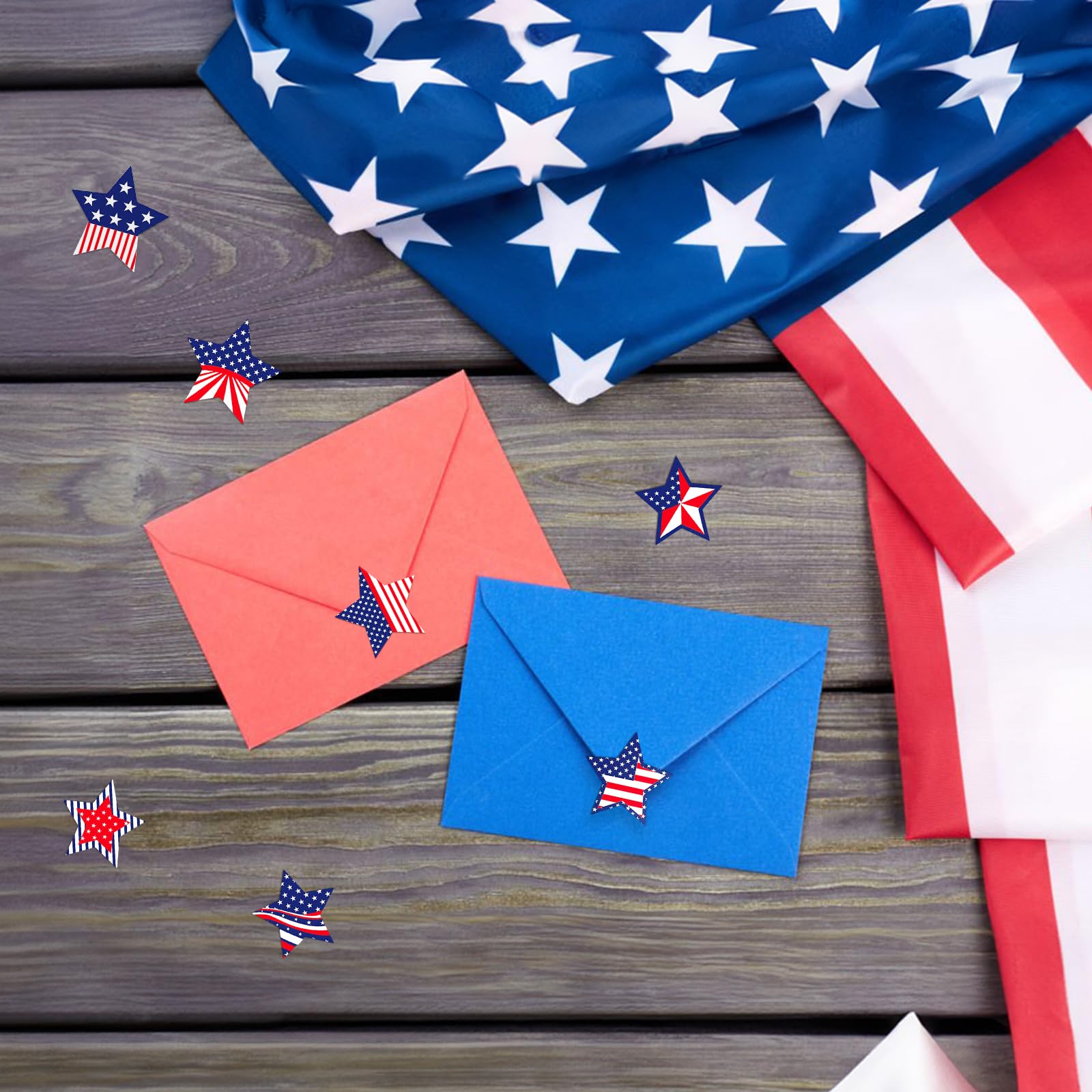 480-Pack Patriotic Heart Stickers | 1.5" American Flag Self-Adhesive Seals For 4th Of July, Memorial Day Decor & Crafts