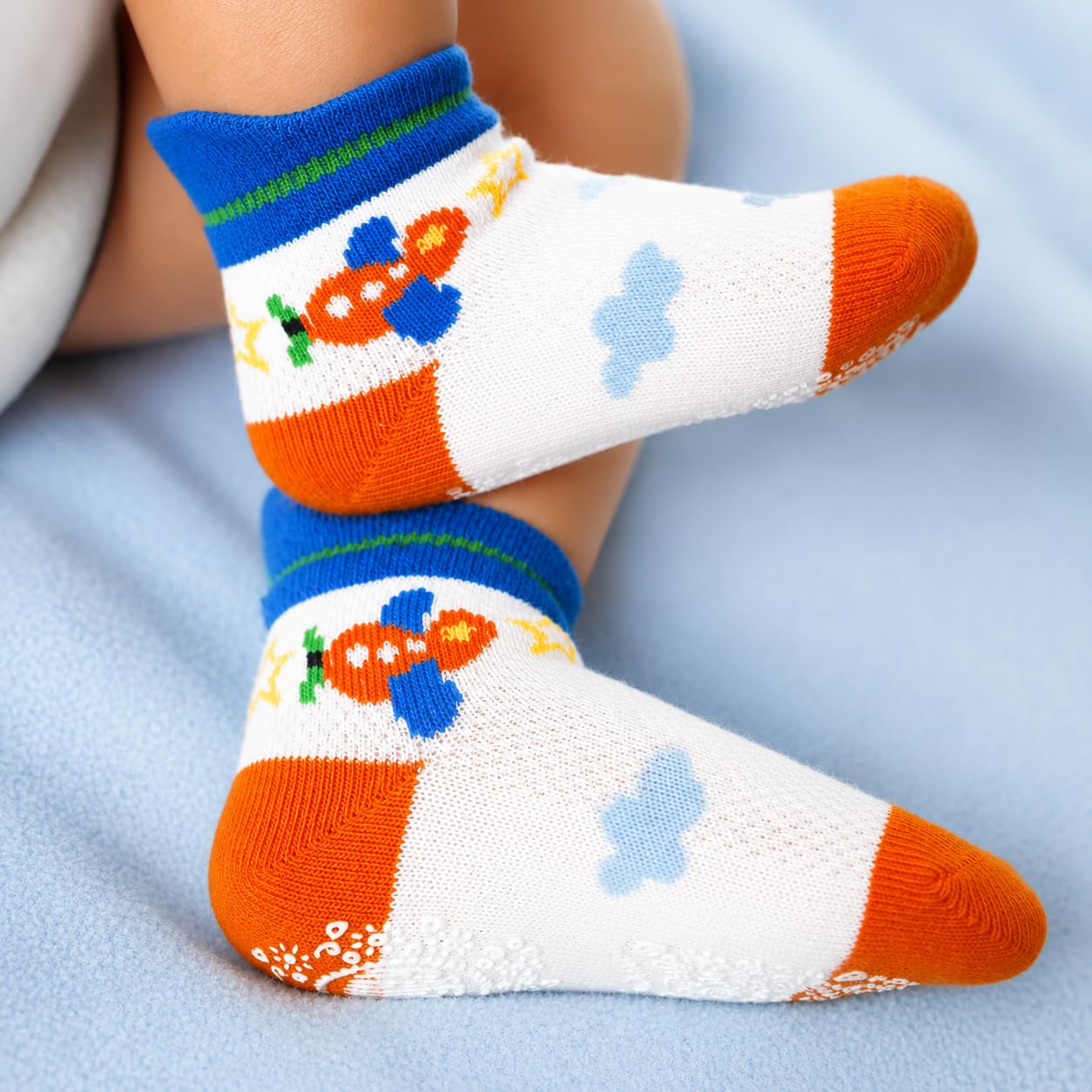 RATIVE Anti Slip Ankle Socks with Grips for Baby Toddler Kids Boys Girls, 12-pairs/Vehicle, 1-3T 3