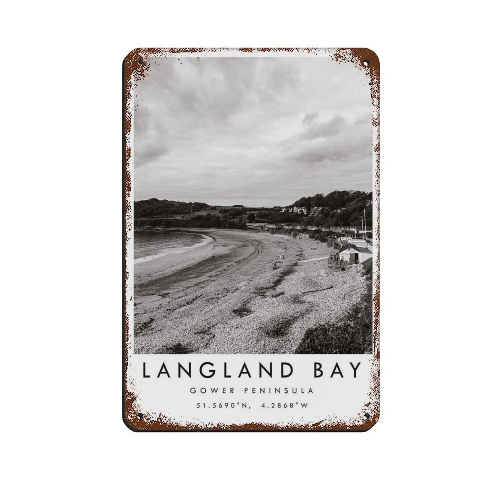 Langland Bay Gower Travel,Gower Peninsula (3) Tin Sign Vintage Metal Pub Club Cafe Bar Home Wall Art Decoration Poster Retro 8x12inch(20x30cm)
