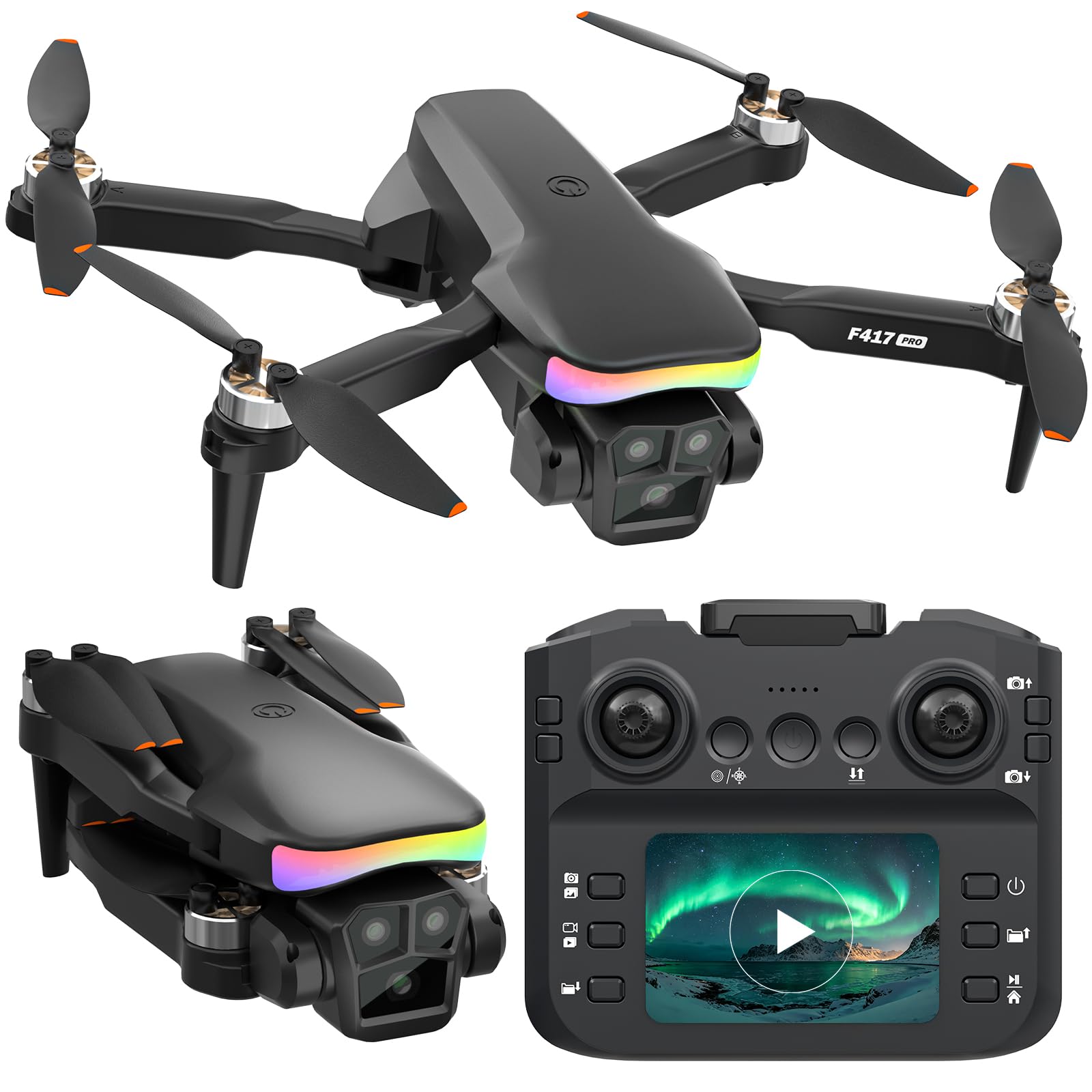 Drone with Camera, FPV Drone with Screen Remote Controller, Brushless Motor Drone for Adults Beginners Kids, 20 Min Flight Time One Key Start, Foldable, Easy to Fly Toy Gift for Kids, No Phone, <249g