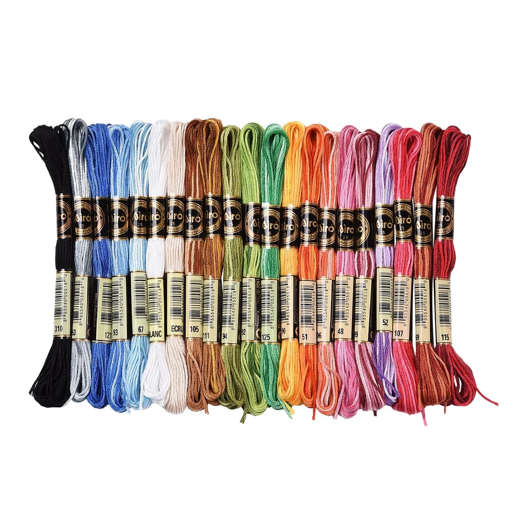 CABODYALS 21 Skeins 6 Strands Variegated Embroidery Floss Cross Stitch Threads Gradient Color Friendship Bracelet Needlepoint String Thread for Jewelry Making Bracelet Knitting Stitching Crafts Supply