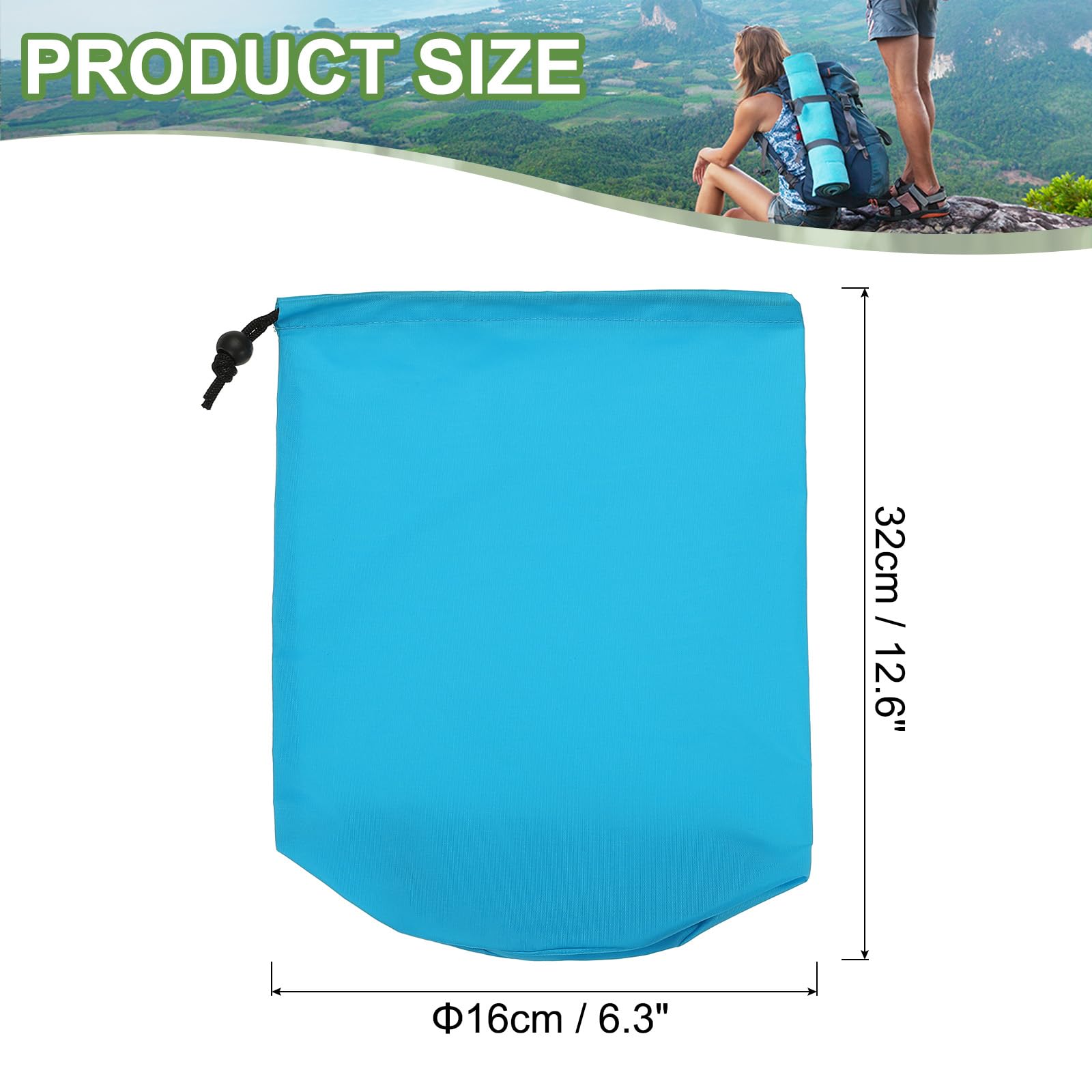 PATIKIL Stuff Sack, 6 x 13 Inch Waterproof Outdoor Storage Sack Portable Drawstring Dust Flap Bag Lightweight Sleeping Bag for Camping Hiking Backpacking, Blue