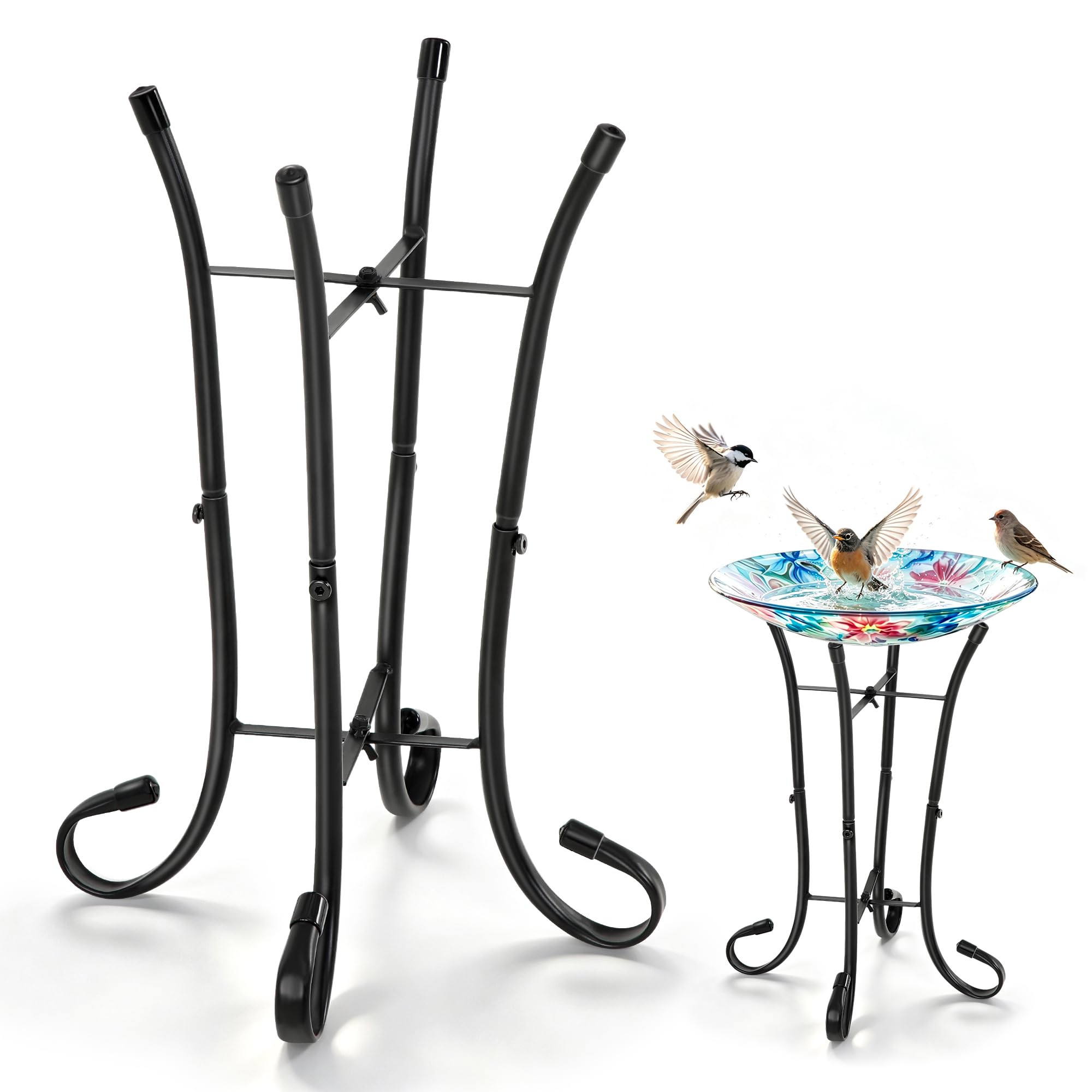 Avenuebool Outdoor Metal Bird Bath Stand, 17 Inch