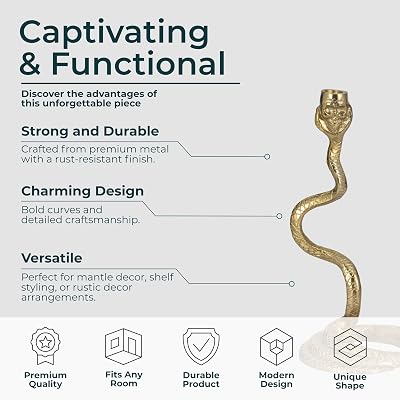 Decorative Candle Holder for Home Decor Snake Taper Centerpiece, Modern Gold Metal Table Accent for Living Room or Dining Display, Single Candle Holder for Stylish Tabletop Decor 13, Gold