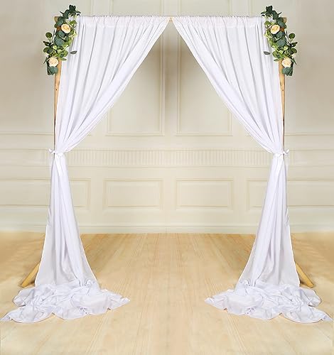 Miniatura 3 de SHERWAY Cortinas de fondo de satén grueso blanco de 9.6 x 10 pies, cortinas de ventana no transparentes para decoración de escenarios de boda,