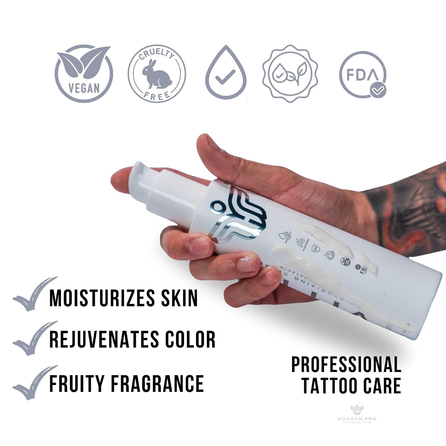 VITTA Tattoo Aftercare Cream 6 oz Natural Tattoo Balm for Healing, Hydrating & Color Protection Moisturizing Cream for New & Existing Tattoos 6 oz